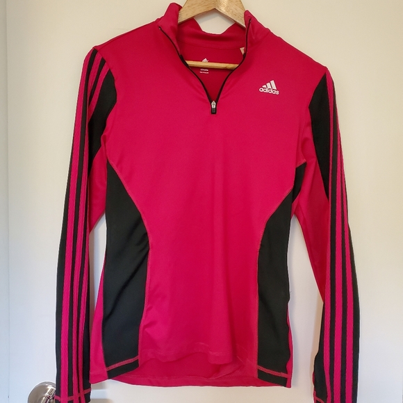 Adidas Quarter zip Pullover Pink and Black - Picture 1 of 6